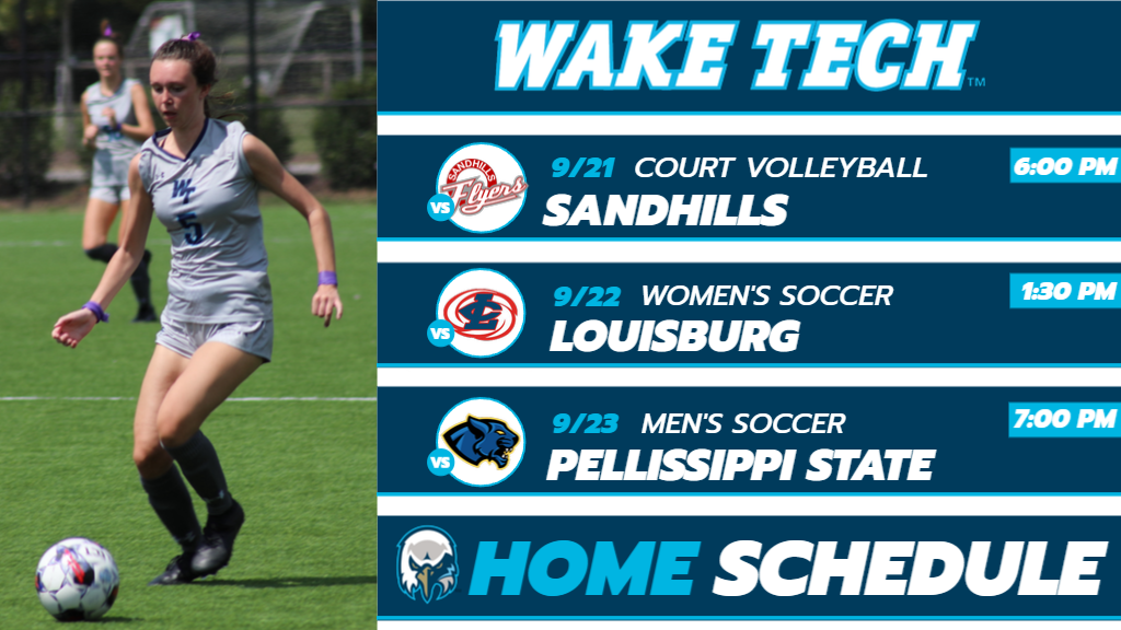 Weekly schedule for Wake Tech sports highlighted in text in story