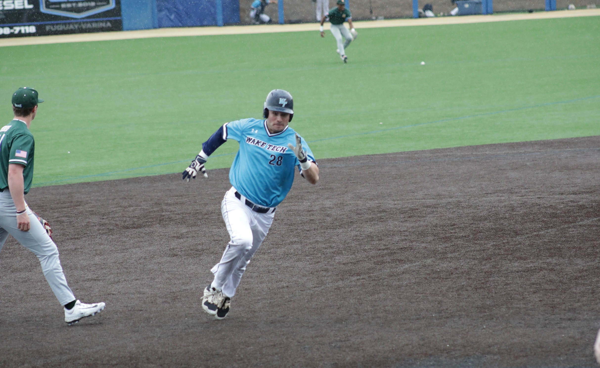 Andrew Holub rounds the bases for Wake Tech.