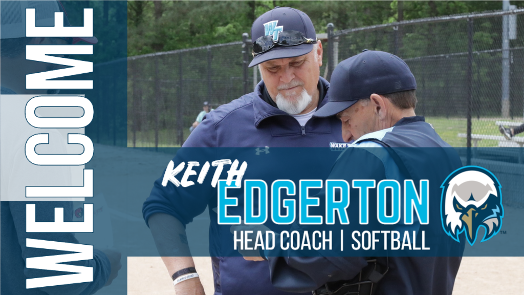 New Wake Tech head softball coach Keith Edgerton speaking to umpire.