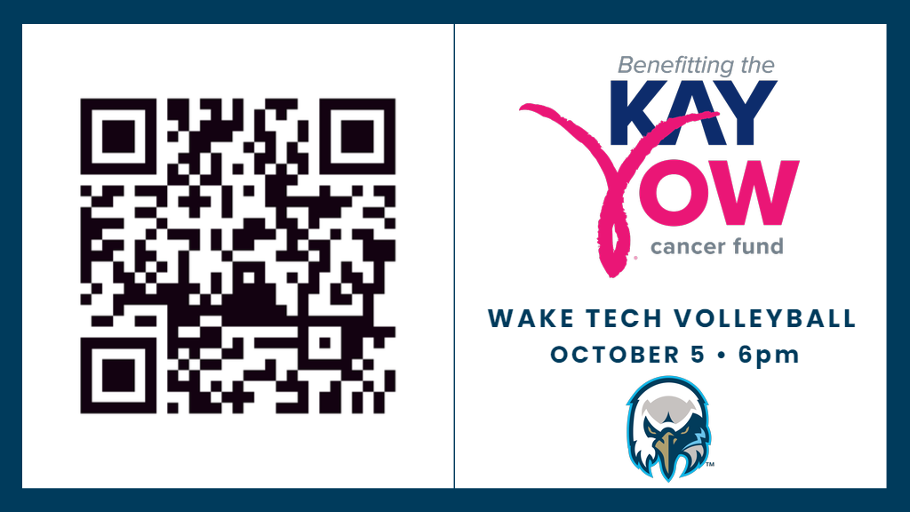 Serve for a Cure volleyball game on October 5 with QR linking to donation page.
