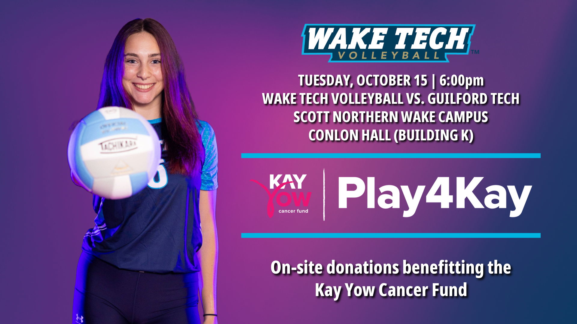 Volleyball set to host Guilford Tech in annual Play4Kay Match